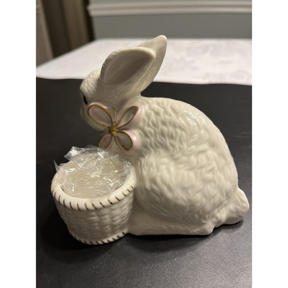 Lenox Easter Bunny Rabbit Flowers Candle Holder Figurine - Picture 7 of 13